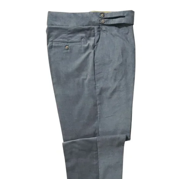Mens 34 Gurkha Pants Gray Corduroy 100% Cotton Flat Front Straight Fit Trousers